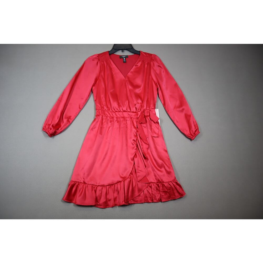 Aqua Girl Pink Silk Looking Long Sleeve Dress Size XL 14/16